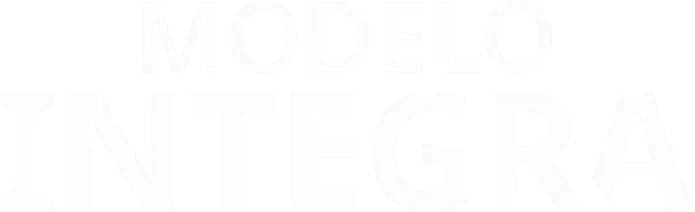 White uppercase text reading 'MODELO INTEGRA' on a black background.